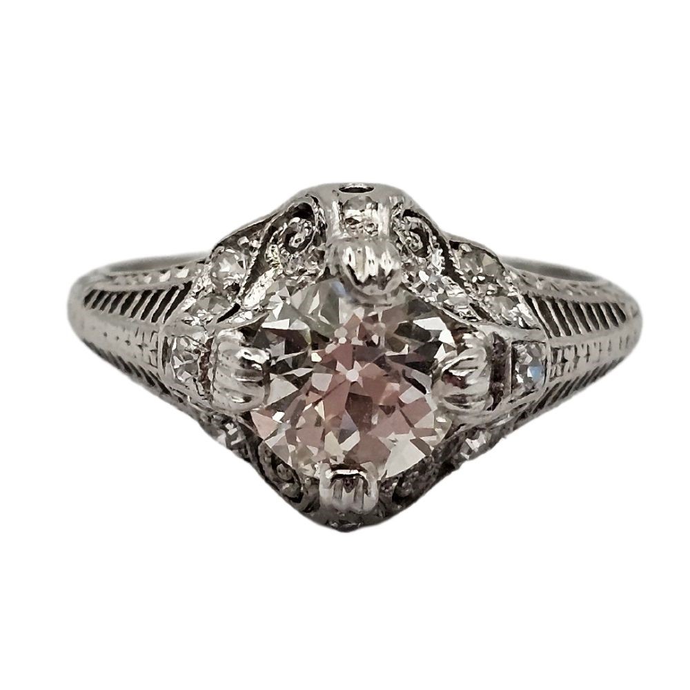 Edwardian 1.37 ctw GIA Certified Diamond Platinum Engagement Ring Circa early 1900’s
