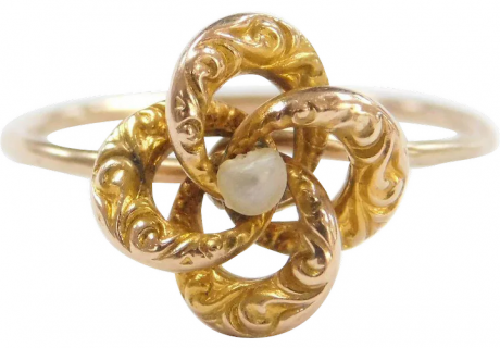 Edwardian 10k Gold Seed Pearl Ring ~ Converted Stick Pin!