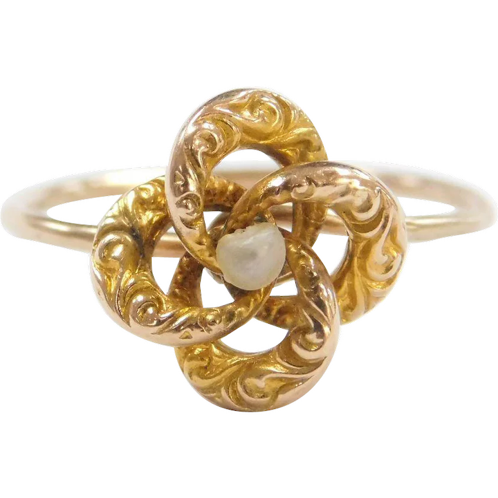 Edwardian 10k Gold Seed Pearl Ring ~ Converted Stick Pin!