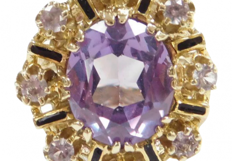 Edwardian 14k Gold 6.64 ctw Alexandrite and Enamel Ring ~ Lab Grown and NATURAL Alexandrite