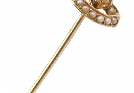 Edwardian 14k Gold Seed Pearl Stick Pin