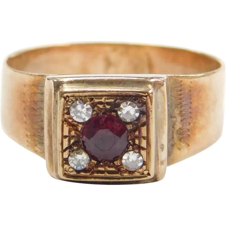 Edwardian .36 ctw Ruby and Diamond Ring 14k Gold