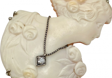 Edwardian En Habille Cameo Brooch 14K Gold