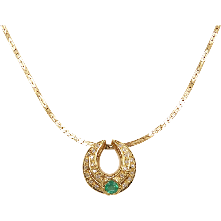 Emerald and Diamond .66 ctw Necklace 18k Gold