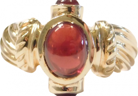 Etruscan Revival Garnet 3.10 ctw Ring 14k Gold