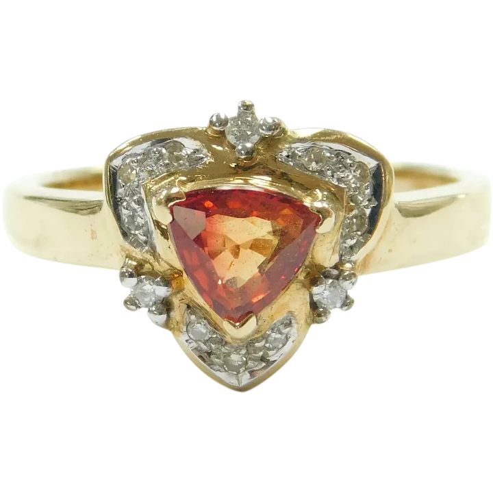 Fancy Sunset Sapphire and Diamond .67 ctw Ring 14k Gold Two-Tone