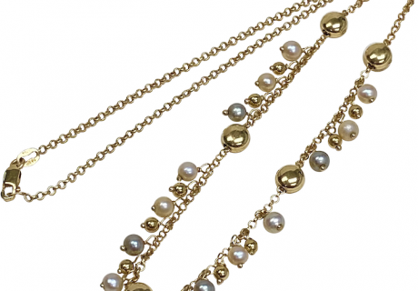 Fashion Necklace 14K Gold Station Bead