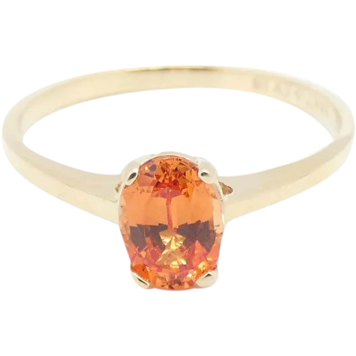 Fiery 1.10 ct Orange Sapphire Solitaire Ring 14K Yellow Gold