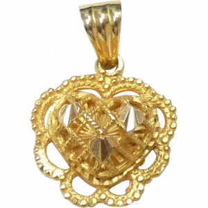 Filigree Heart Pendant / Charm 18k Yellow Gold