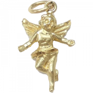 Flying Angel Pendant / Charm 14k Yellow Gold