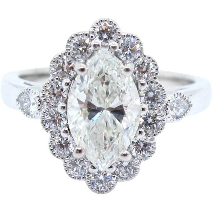 1.90ct White Gold Marquise Halo Diamond Engagement Ring