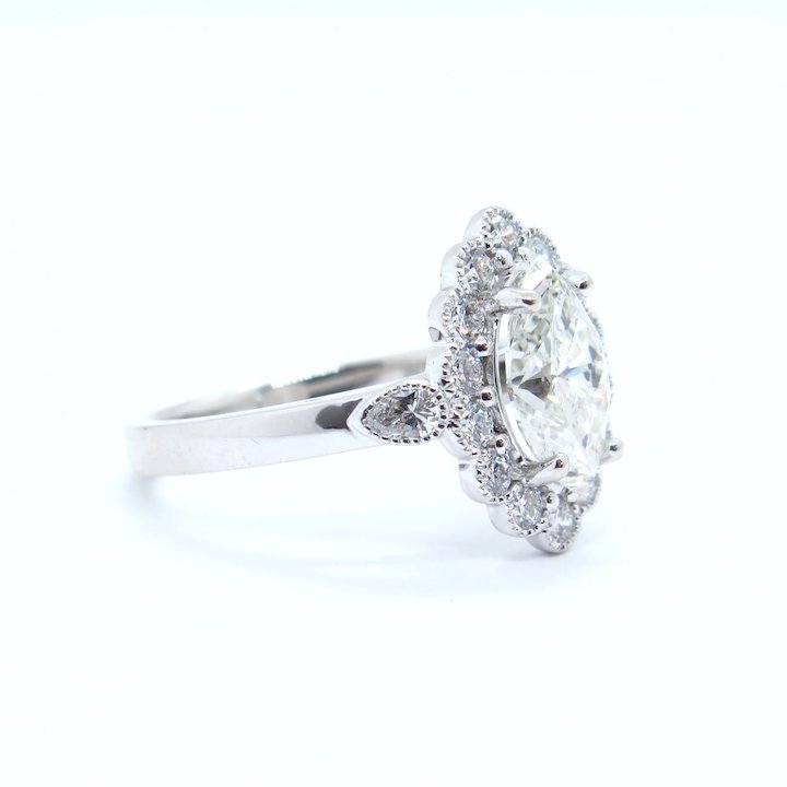Marquise Diamond Straight Halo Engagement Ring, R1096W