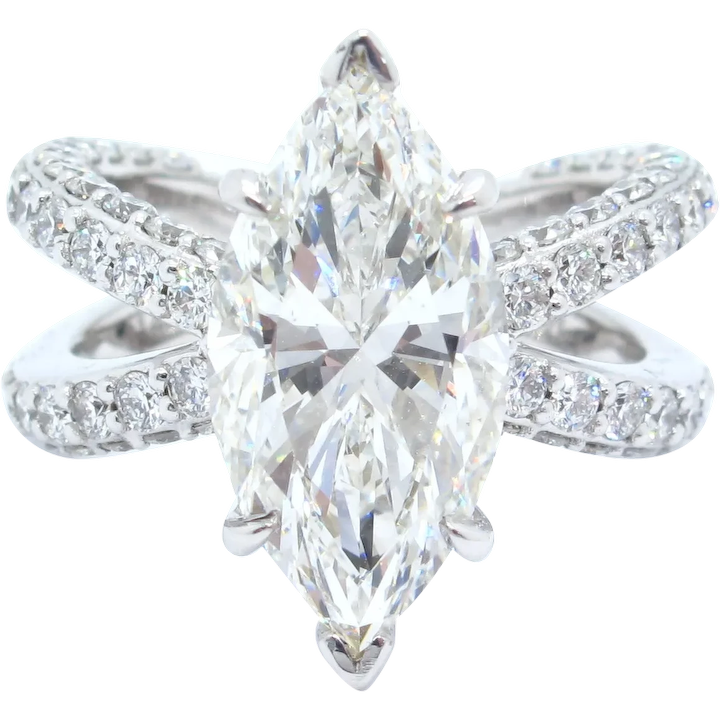 GIA Certified 4.52 Carat Diamond Marquise Engagement Ring