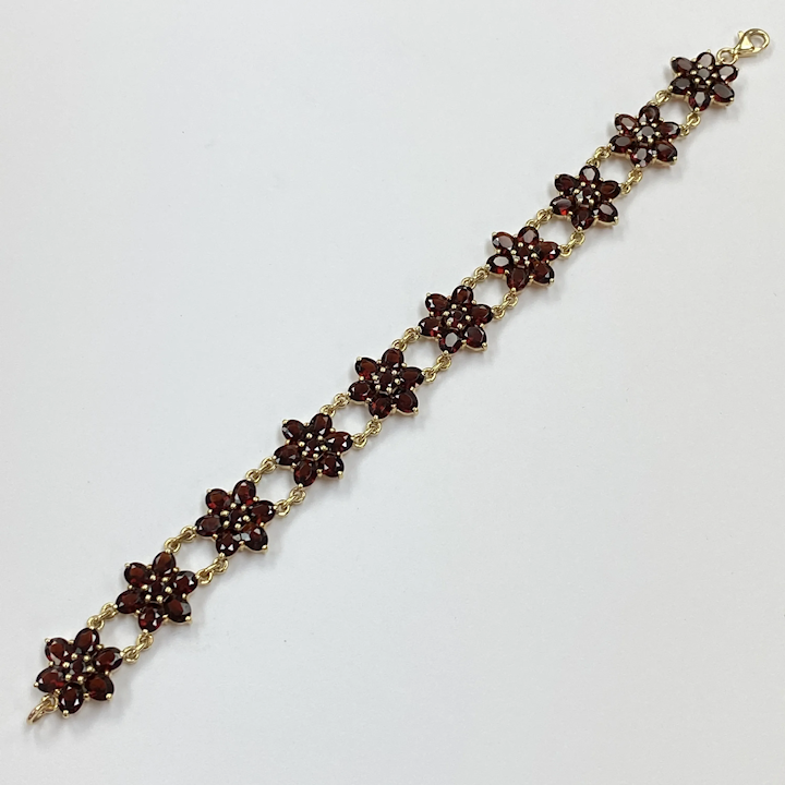 1880 Victorian Gold Filled Garnet Bangle Bracelet - Saint John & Myers Antique  Jewelry