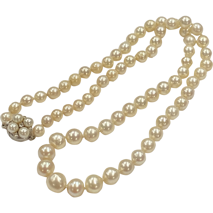 Graduated Cultured Pearl Strand Necklace 10 to 6.5mm