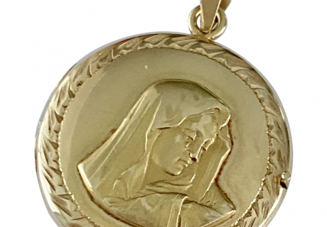 Holy Mother Mary Vintage LOCKET Pendant 18K Gold