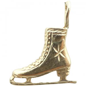 Ice Skate Pendant 14k Yellow Gold