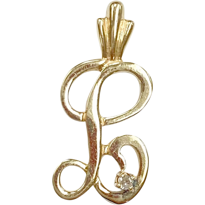 Initial or Letter L Pendant/Charm 14K Gold Diamond Accent