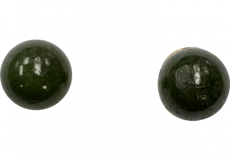 Jade Ball Stud Vintage Earrings 7mm 14K Gold