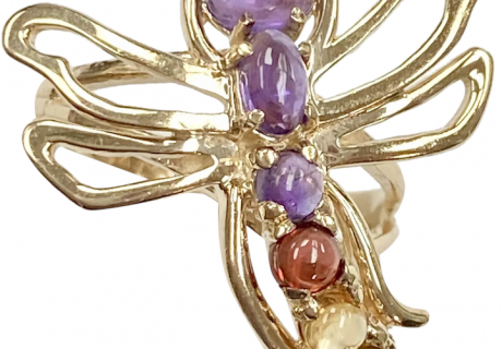 Jeweled DRAGONFLY Ring Citrine