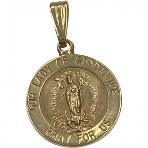 Vintage Lady of Guadalupe Charm Medallion 14K