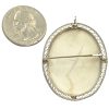 Lava Rock Cameo Pendant Brooch 14K White Gold Filigree back