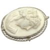 Lava Rock Cameo Pendant Brooch 14K White Gold Filigree side