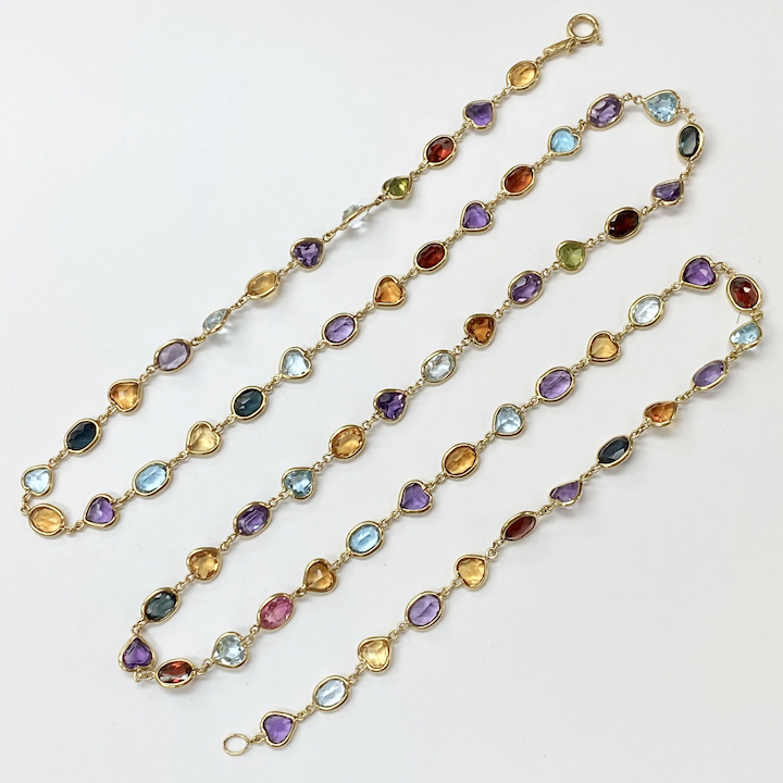 Oval Multicolor Gemstone Eternity Necklace in Sterling Silver (5x4mm)