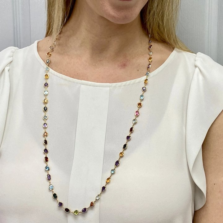 Buy Gharana Moissanite Multi Gemstone Necklace Set Online | Missori