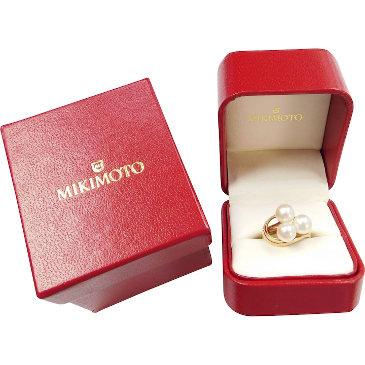 MIKIMOTO Cultured Pearl Ring 14k Gold, Luxury Designer
