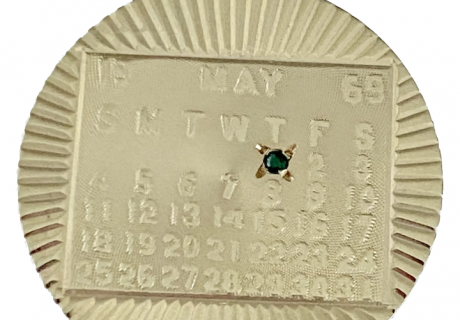 May Calendar Vintage Charm Emerald Accent 14K Gold