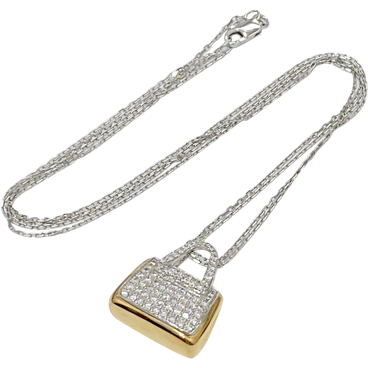 Mirabelle Diamond Handbag Pendant/Necklace 1.58 Carats 18K Gold Reversible