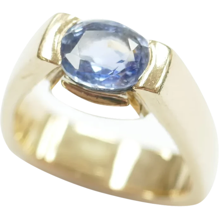 Modernist Ceylon Sapphire 1.54 Carat Ring 14k Gold