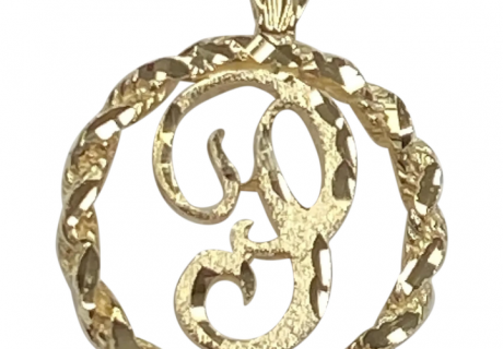 Monogram Letter P Vintage Pendant 14K Gold
