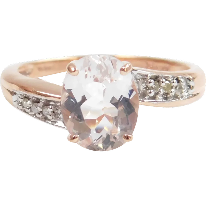 Morganite and Diamond 1.68 ctw Ring 10k Rose and White Gold