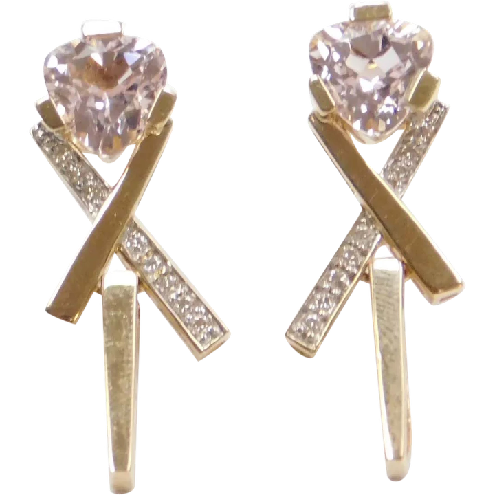 LeVian Morganite & Diamond Long Dangle Earrings