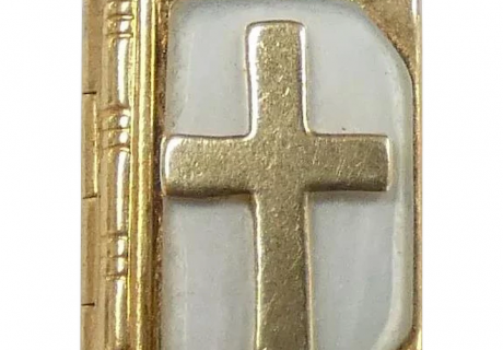 Mother of Pearl Lords Prayer Bible Pendant / Charm 14k Yellow Gold
