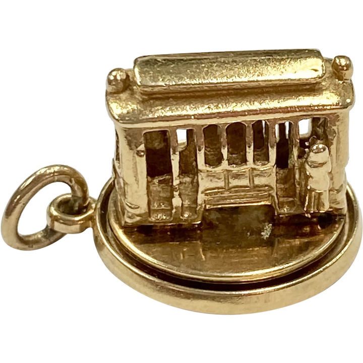 Moving Cable Car on Roundabout Vintage Charm 14K Gold by Wells