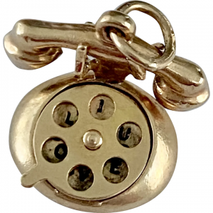 Moving Telephone Vintage Charm 14K Gold 3D