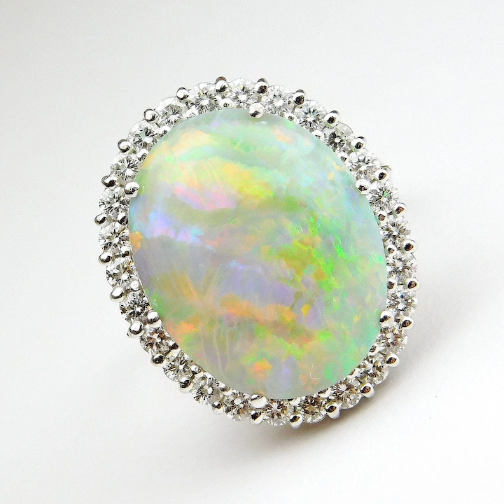 Oval Australian Opal Ring in 14kt Yellow Gold with Diamonds (1/5ct tw) –  Day's Jewelers