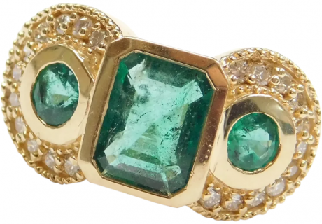 Natural Emerald & Diamond 1.95 ctw Vintage Ring 14k Gold
