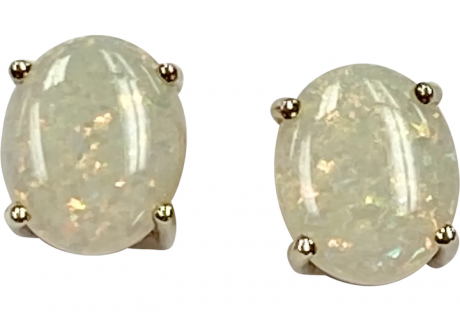 Natural OPAL Stud Earrings 5.44 Carats 12 X 10 mm 14K Gold