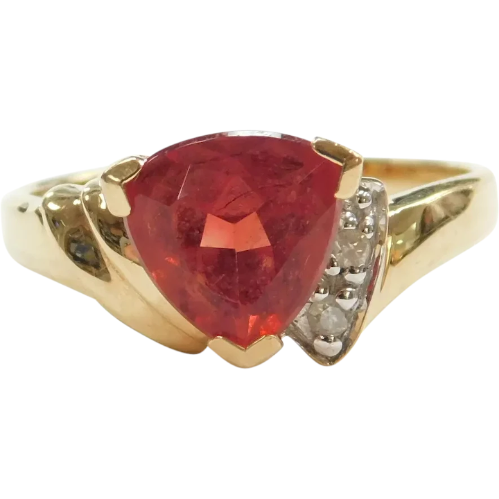 Natural Red Andesine and Diamond 1.573 ctw Ring 14k Two-Tone
