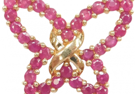 Natural Ruby 1.36 ctw Butterfly Pendant 14k Gold