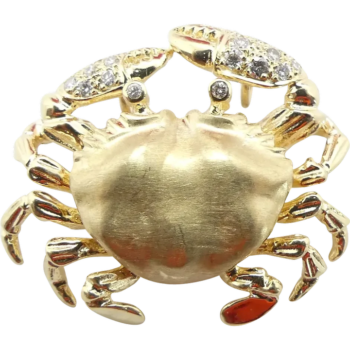 Nautical .44 ctw Diamond Crab Pendant 14K Yellow Gold