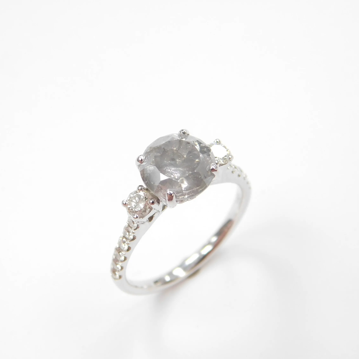 Round Blue Grey Sapphire Engagement Ring. 2ct Sapphire Engagement Ring. 18k  White Gold Sapphire and Diamonds Engagement Ring Eidelprecious - Etsy