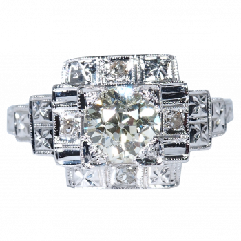 1920's Art Deco 1.13 ctw GIA Certified Old European Diamond Engagement Ring