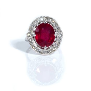 7.47 ctw Ruby and Diamond Statement Ring 14k White Gold