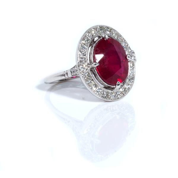 7.47 ctw Ruby and Diamond Statement Ring 14k White Gold
