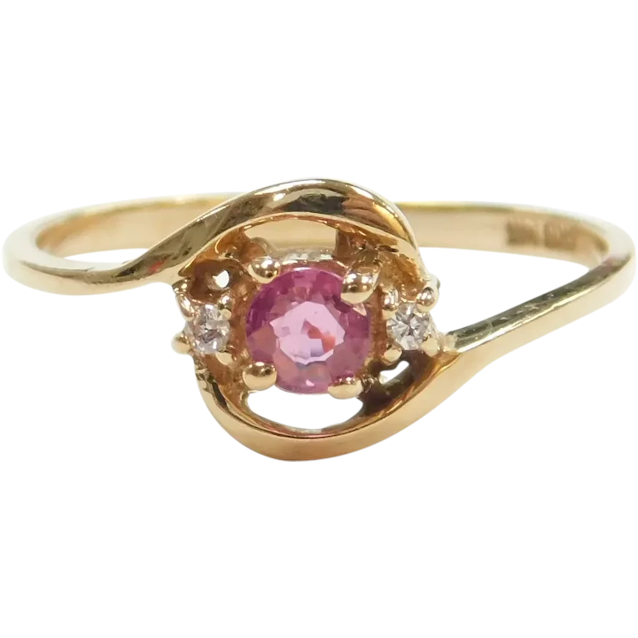 Petite Ruby and Diamond .22 ctw Ring 14k Gold
